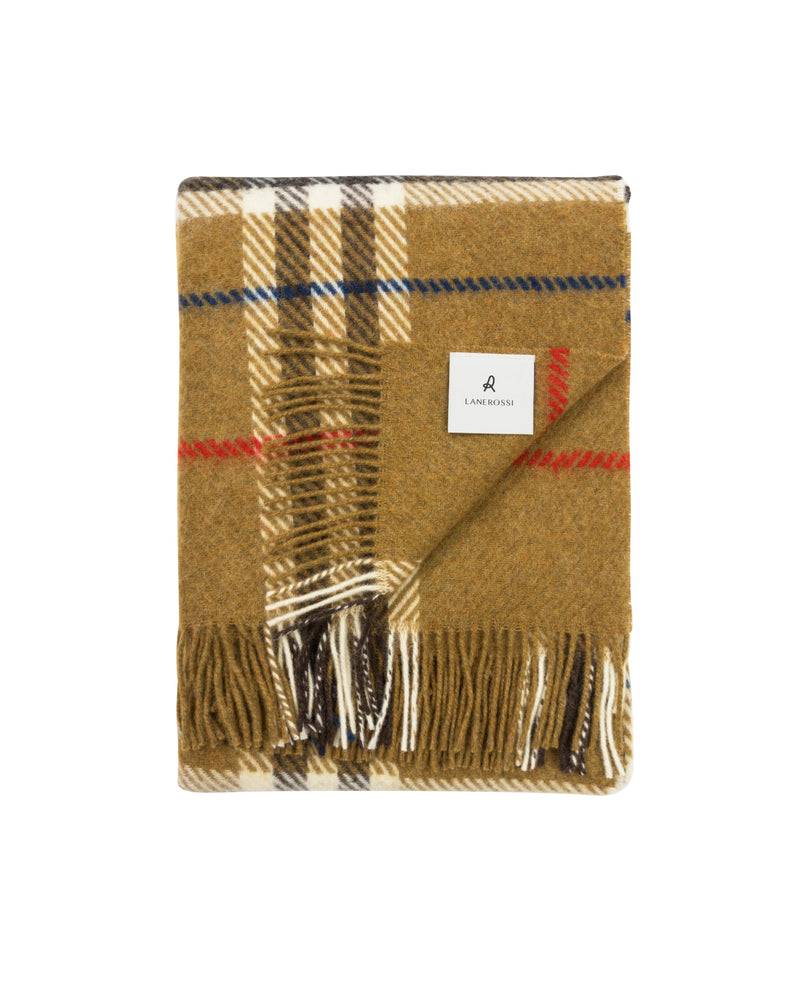 Lanerossi Rossi Check plaid in pura lana Offerta