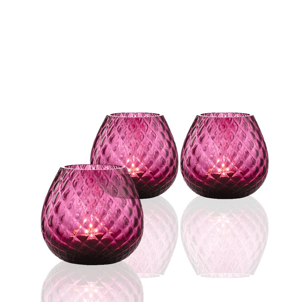 Masonmoretti 3 Pieces Set of Macramè Candle Holder Ruby Red Sostegno trimestrale