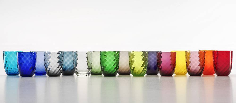 Masonmoretti Set of 16 Idra Tumblers, Optic Twisted Collection Economico