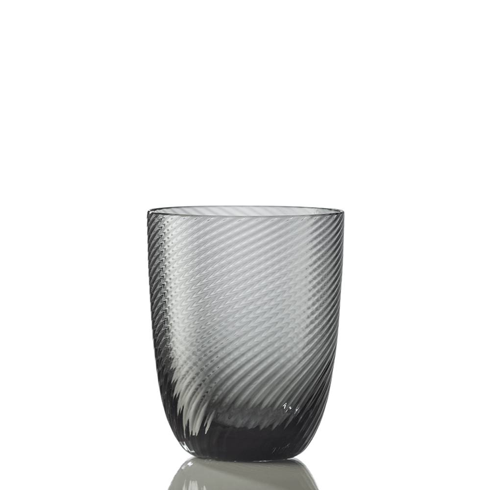 Masonmoretti Water Glass Idra Twisted Striped Grey Fornitura limitata