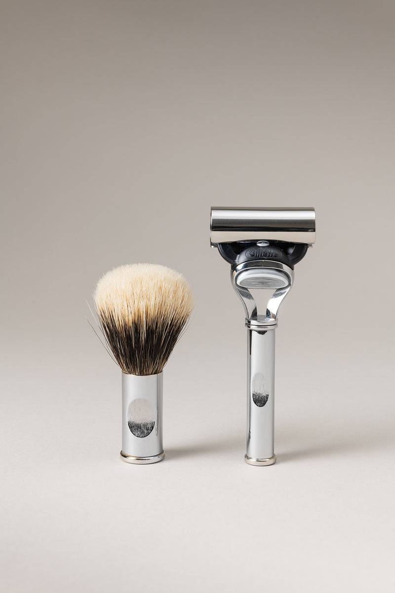 Lorenzi Milano Set rasoio pennello barba viaggio rotante in Ottone cromato Vendita Calda