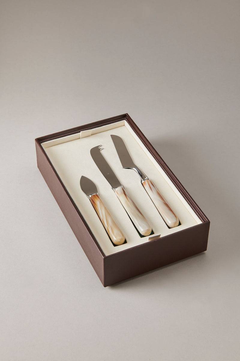 Lorenzi Milano Confezione coltelli formaggio deluxe in Zebu