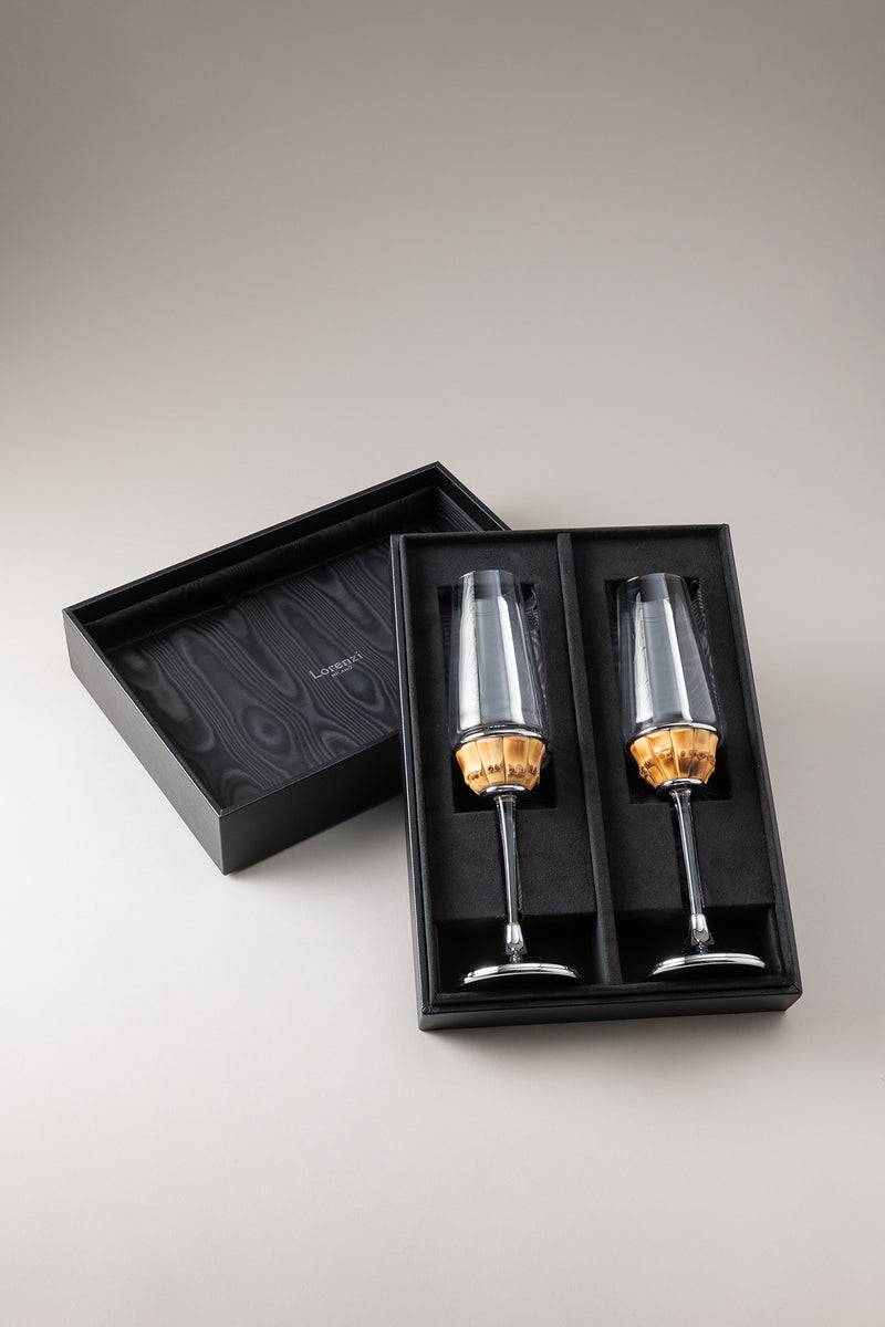Lorenzi Milano Coppia flute champagne in Bambù Shopping Online