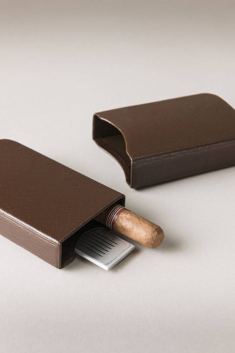 Lorenzi Milano Porta sigari per tre 'Robusto' in Saffiano Comprane uno, ottenene uno gratis
