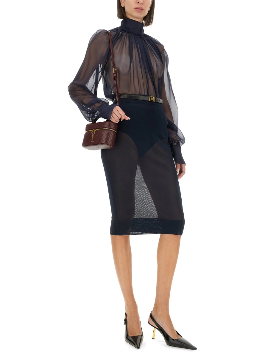 ﻿SAINT LAURENT BLUSA DOLCEVITA IN MUSSOLA DI SETA Italia