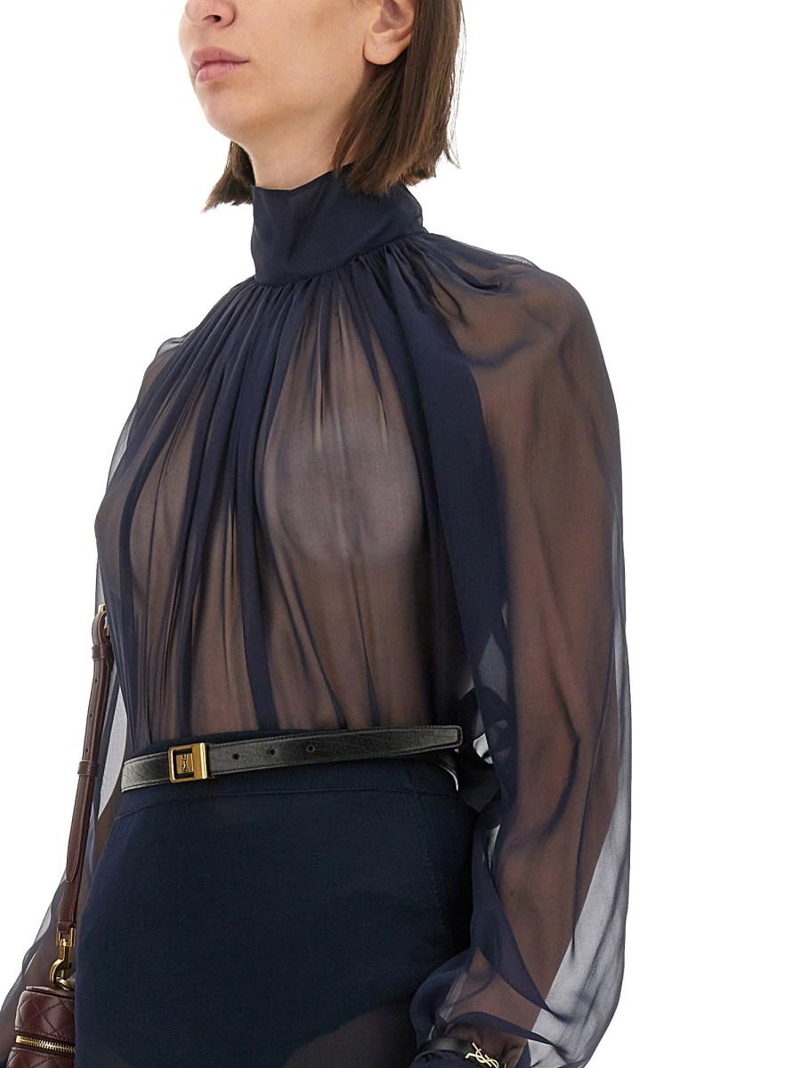 ﻿SAINT LAURENT BLUSA DOLCEVITA IN MUSSOLA DI SETA Italia