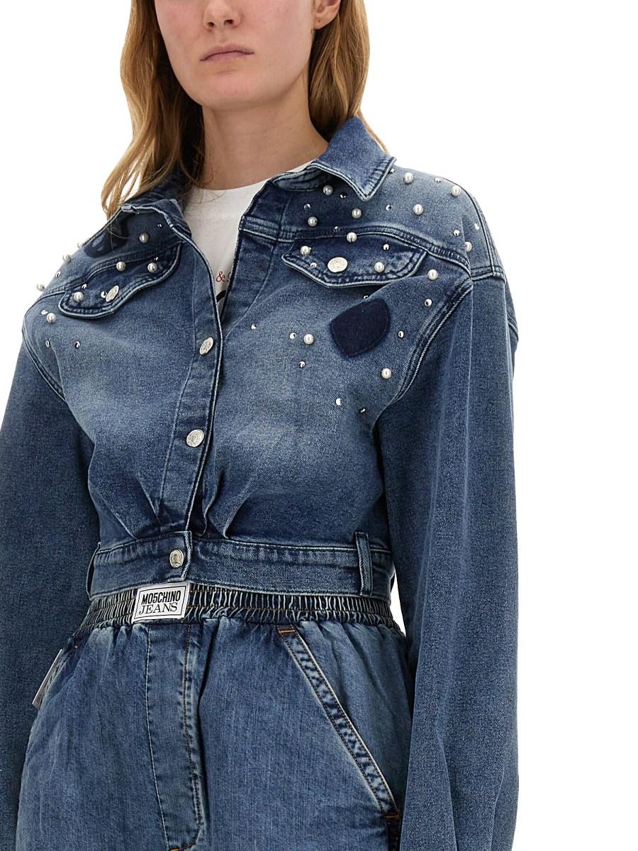 MOSCHINO JEANS CAMICIA IN DENIM DI COTONE CON LOGO In Linea