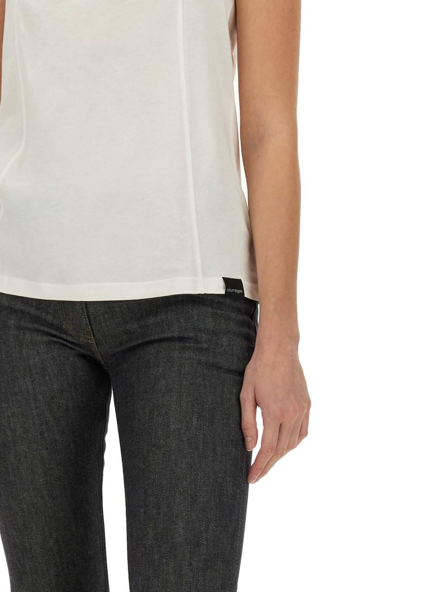 COURREGES TOP IN JERSEY DI COTONE CON LOGO Negozi Online