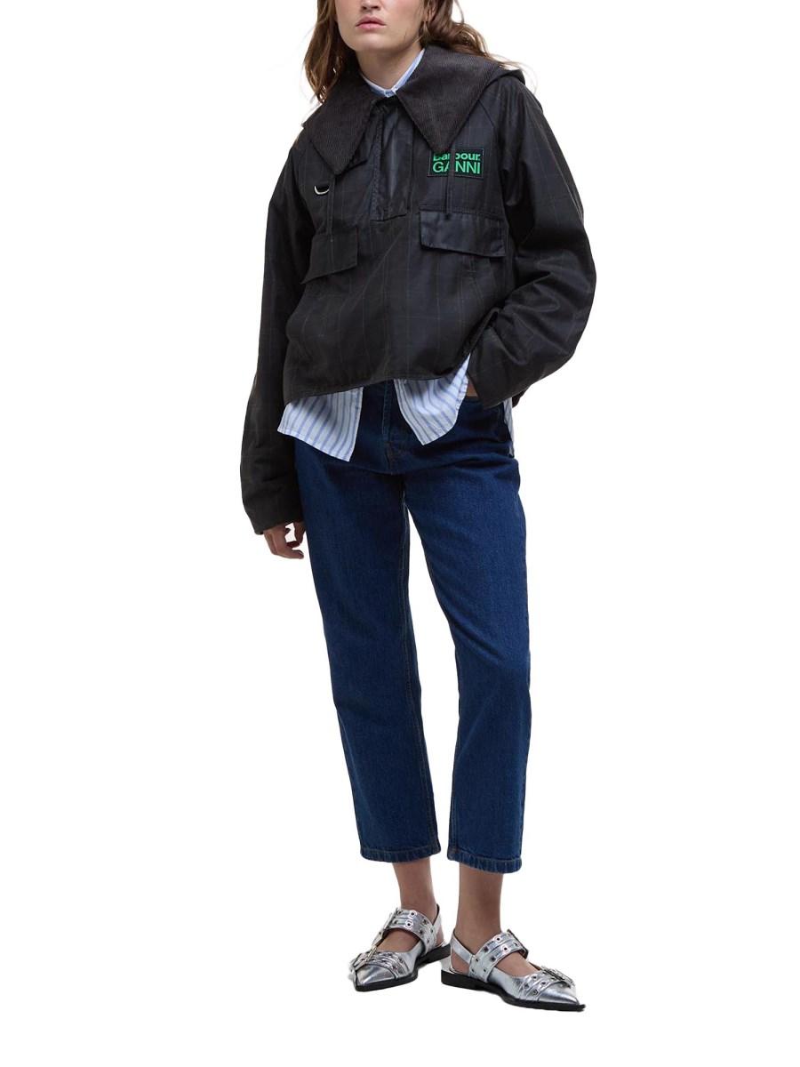 BARBOUR X GANNI ANORAK SMOCK BARBOUR X GANNI IN COTONE CERATO Acquista Ora