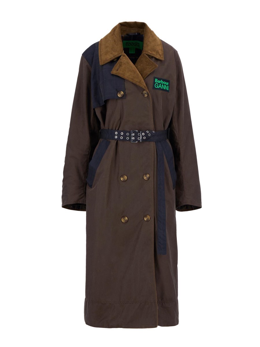 BARBOUR X GANNI TRENCH IN COTONE CERATO BARBOUR X GANNI Consegna Veloce