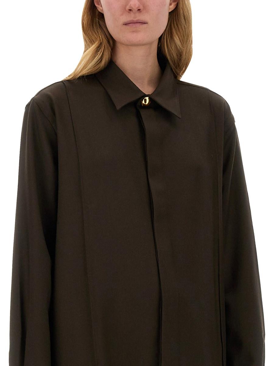 AMI PARIS CAMICIA PINTUCK LUNGA IN GABARDINA DI LANA Fino Al -60%
