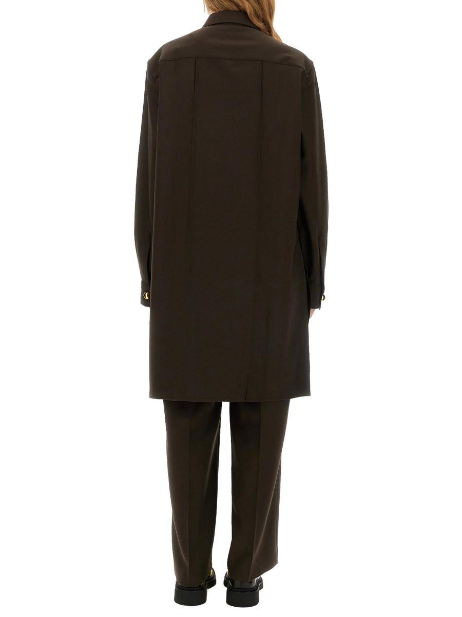 AMI PARIS CAMICIA PINTUCK LUNGA IN GABARDINA DI LANA Fino Al -60%