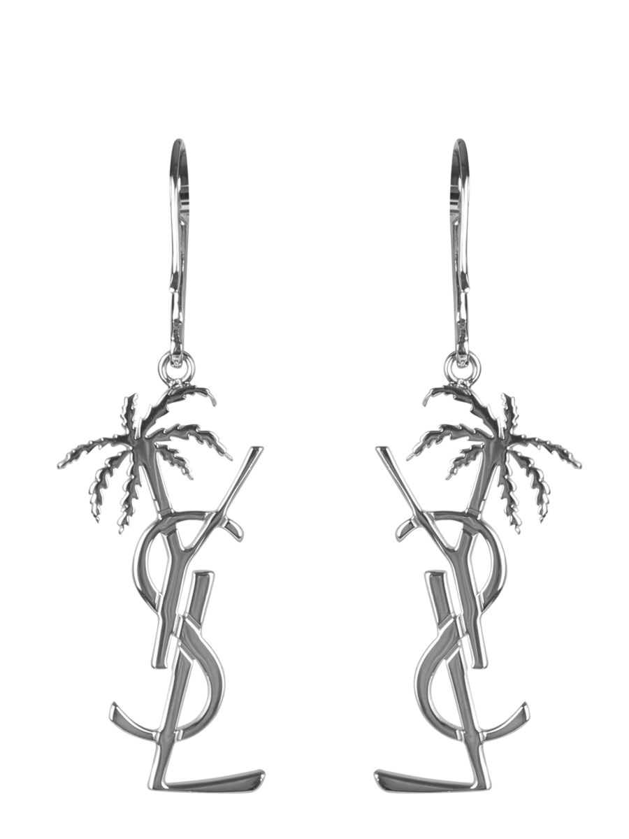 SAINT LAURENT ORECCHINI MONOGRAM PALMIER IN METALLO Vendita Calda