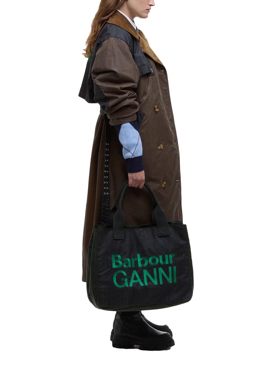 BARBOUR X GANNI BORSA TOTE IN COTONE CERATO BARBOUR X GANNI Negozi Online