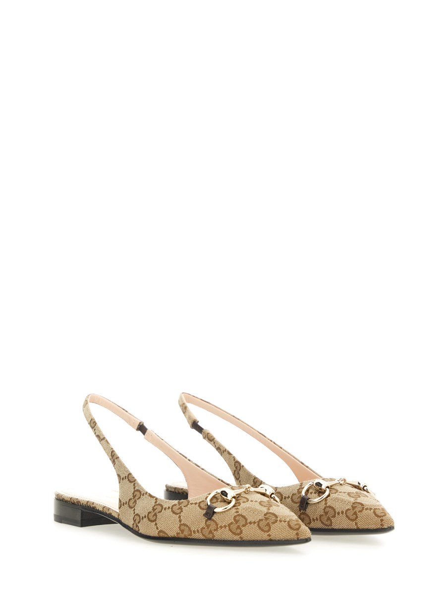 GUCCI BALLERINA SLINGBACK CON MORSETTO IN TESSUTO GG Vendita Calda
