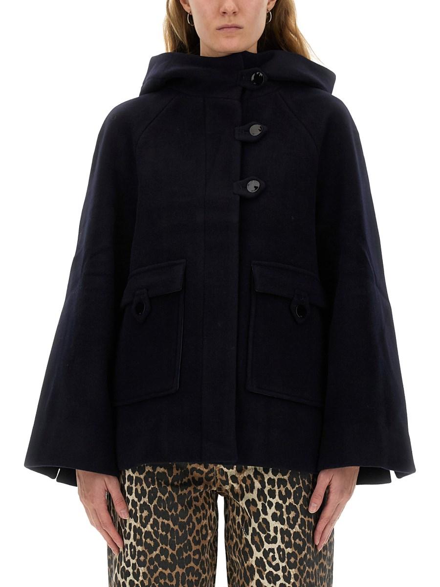 GANNI CAPPOTTO MIDI CON CAPPUCCIO