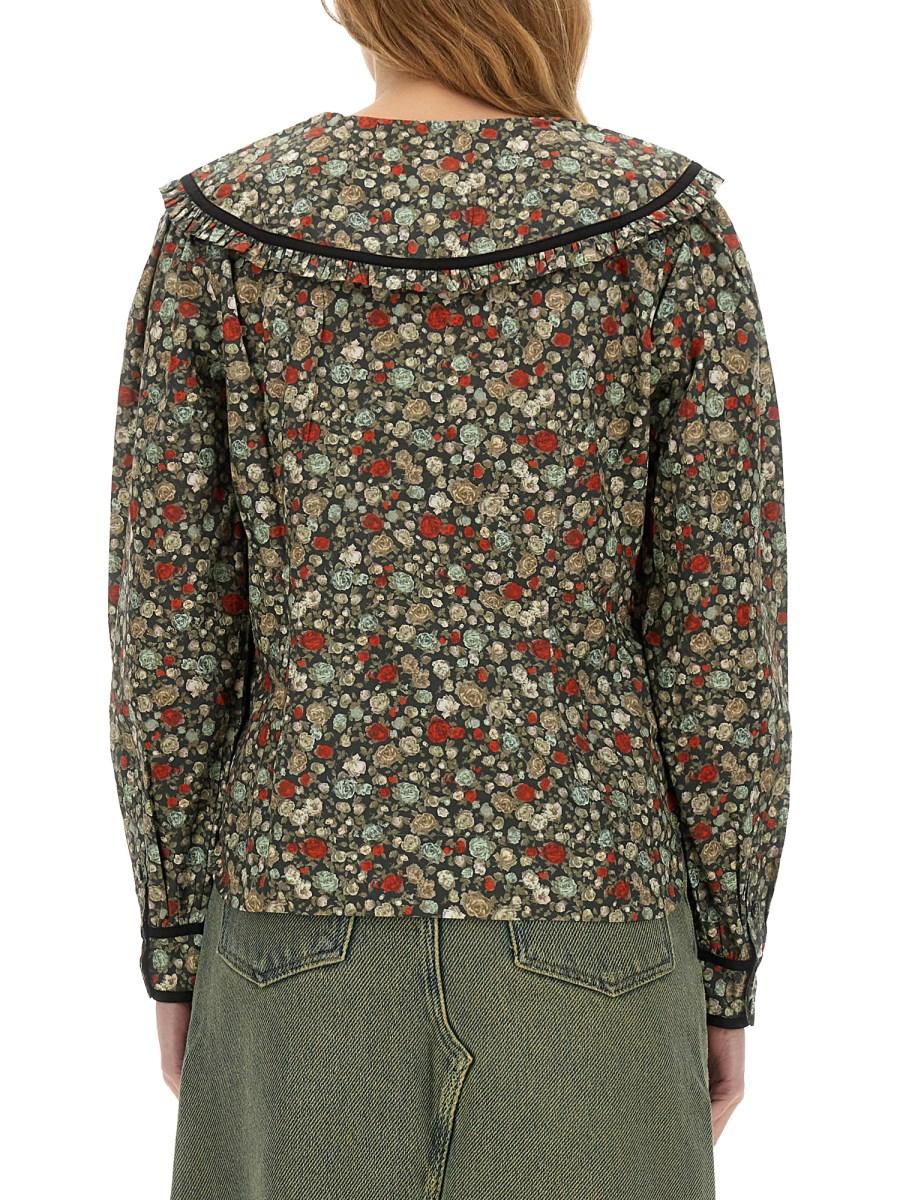GANNI CAMICIA IN COTONE CON STAMPA FLOREALE Nuova