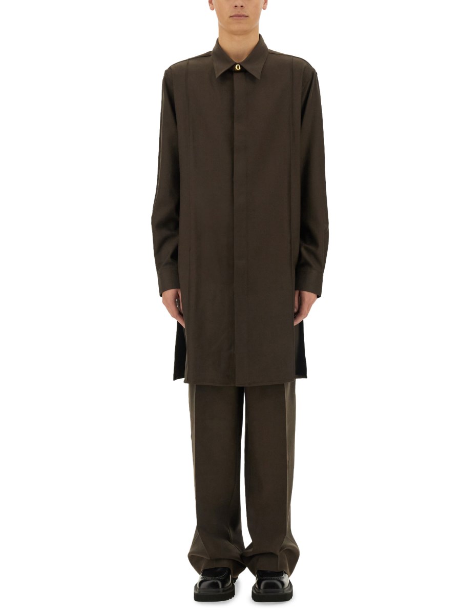 AMI PARIS CAMICIA PINTUCK LUNGA IN GABARDINA DI LANA Novità