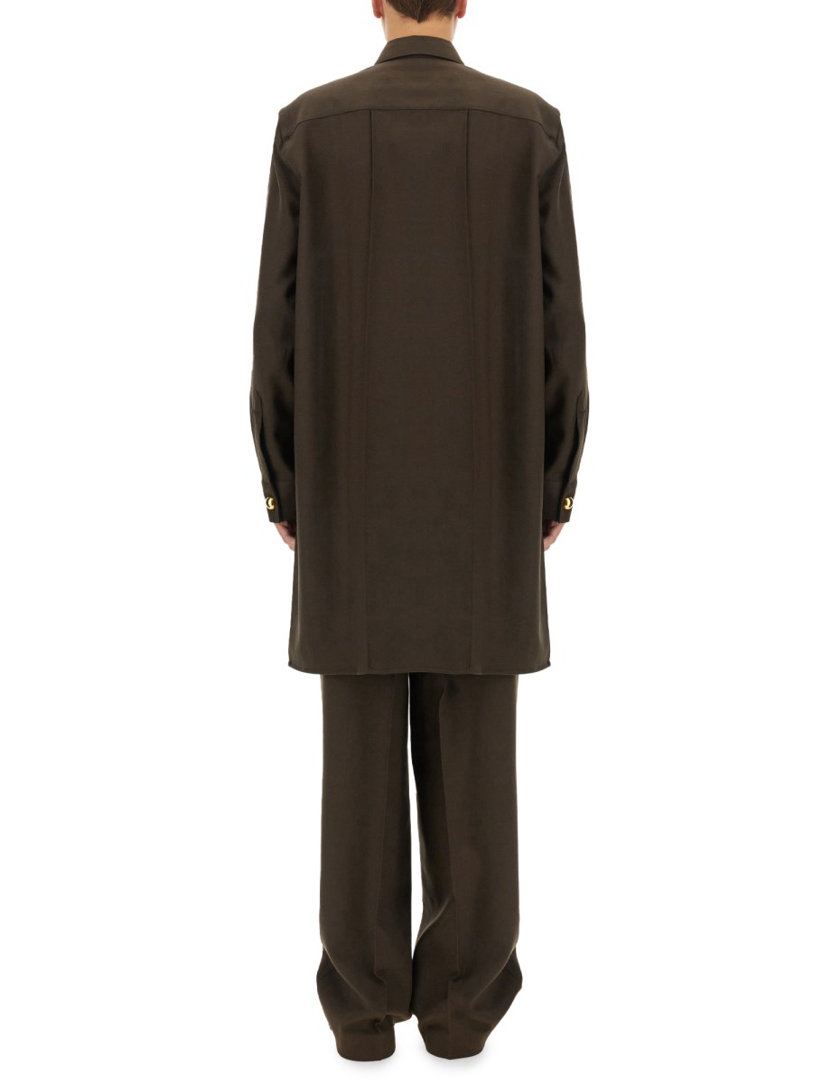 AMI PARIS CAMICIA PINTUCK LUNGA IN GABARDINA DI LANA Novità