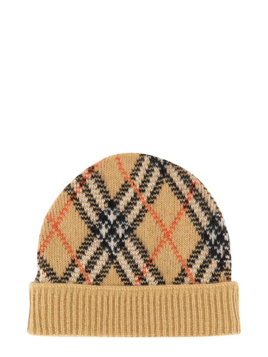 BURBERRY CAPPELLO BEANIE IN CASHMERE CHECK Saldi Di Fabbrica