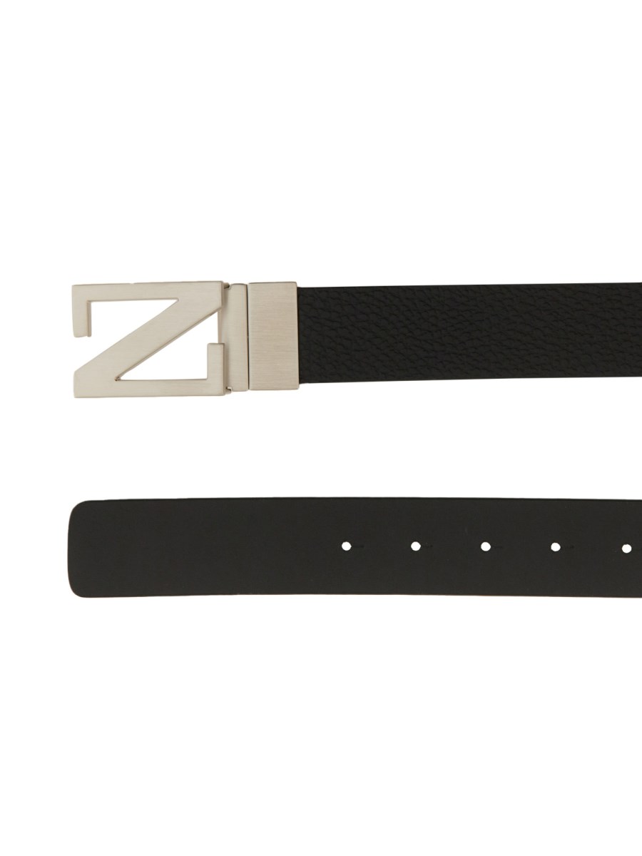 ZEGNA CINTURA REVERSIBILE IN PELLE CON FIBBIA Z MONOGRAM In Saldo