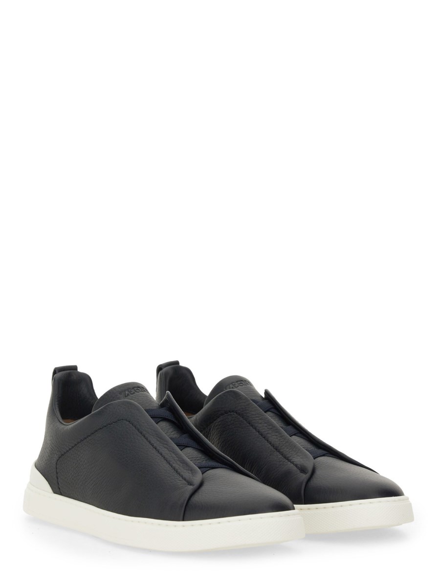ZEGNA SNEAKER TRIPLE STITCH IN PELLE Pezzi Unici