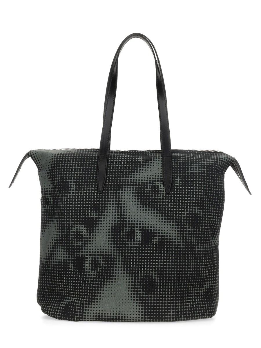 DRIES VAN NOTEN BORSA TOTE IN DENIM DI COTONE STAMPATO CON DETTAGLI IN PELLE Pezzi Unici