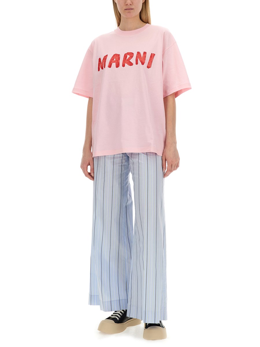 MARNI PANTALONE PALAZZO CON MOTIVO RIGA Qualità Garantita