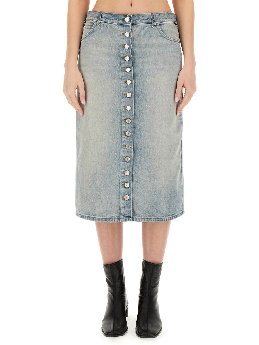 COURREGES GONNA MIDI IN DENIM DI COTONE Consegna Veloce