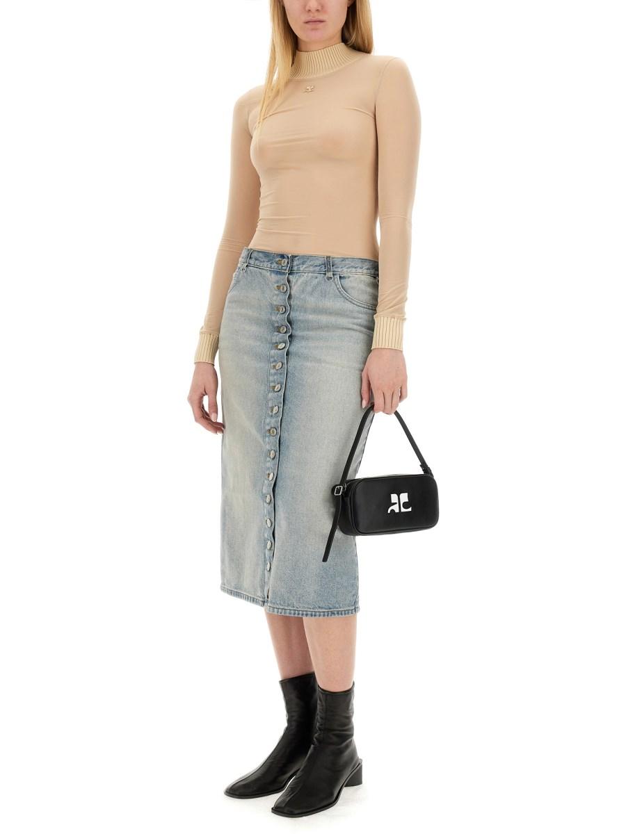 COURREGES GONNA MIDI IN DENIM DI COTONE Consegna Veloce