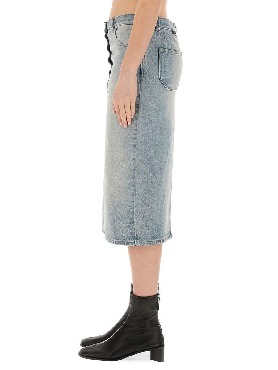 COURREGES GONNA MIDI IN DENIM DI COTONE Consegna Veloce