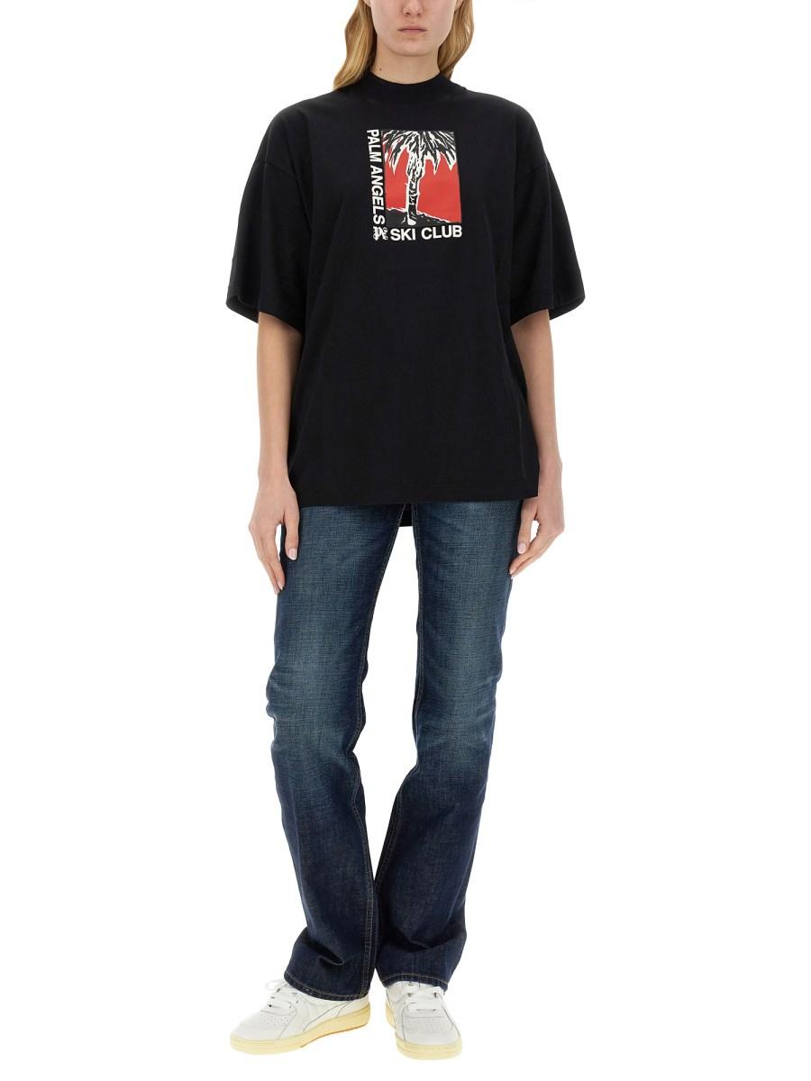 PALM ANGELS T-SHIRT FIT MORBIDO PALM SCI CLUB Affare Del Giorno