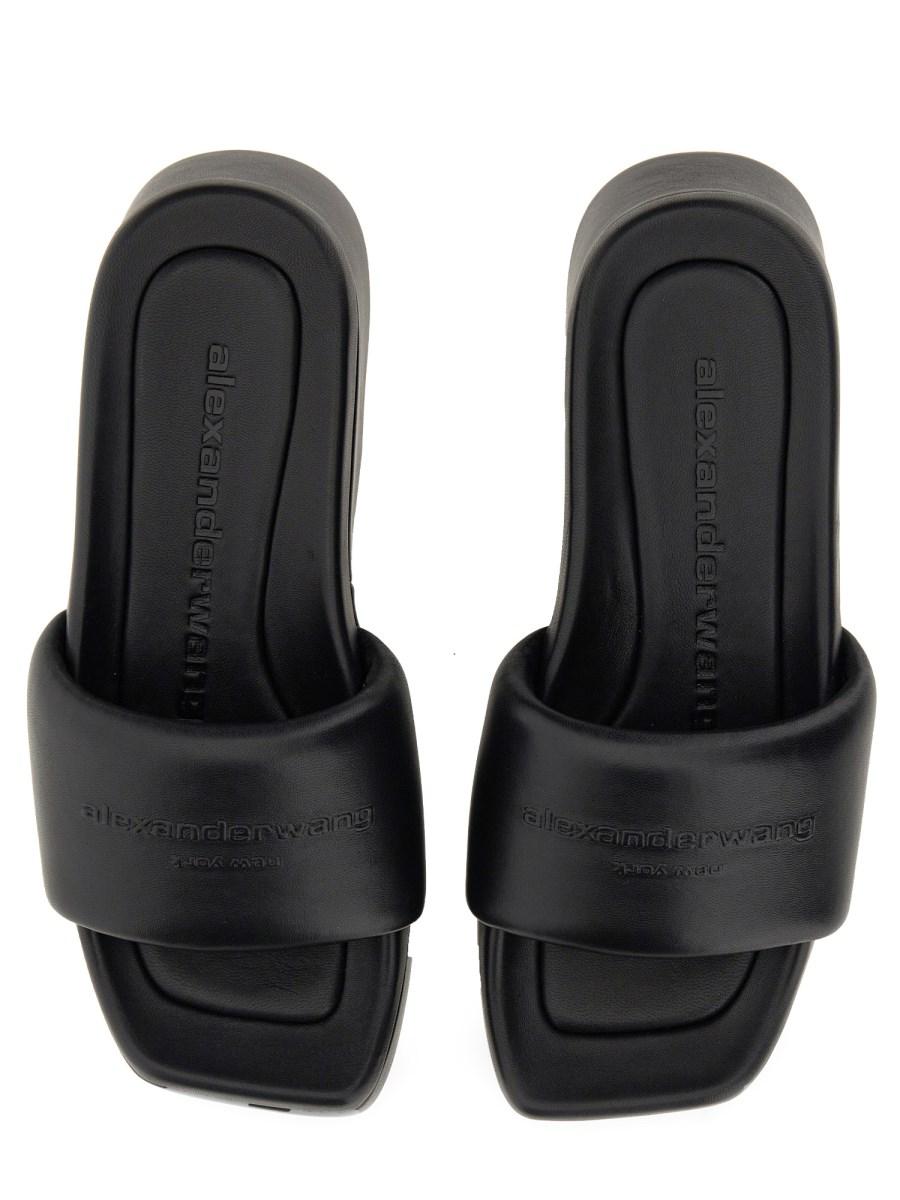 ALEXANDER WANG SANDALO CON LOGO E PLATEAU IN PELLE In Vendita