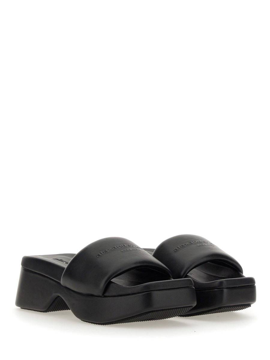 ALEXANDER WANG SANDALO CON LOGO E PLATEAU IN PELLE In Vendita