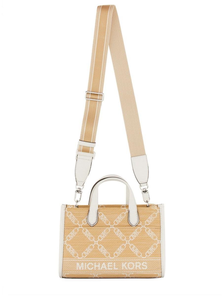 MICHAEL BY MICHAEL KORS BORSA MESSENGER GIGI SMALL IN PAGLIA CON LOGO JACQUARD In Saldo