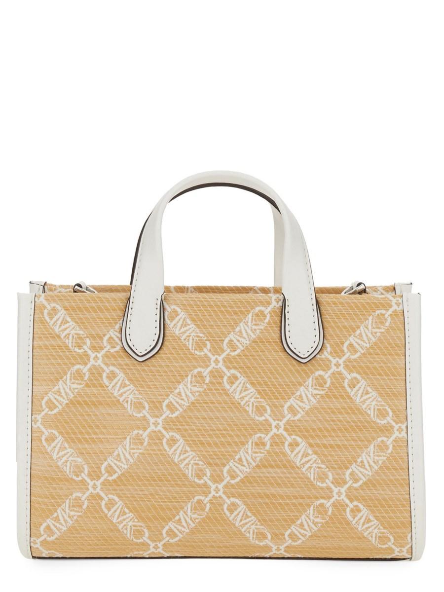 MICHAEL BY MICHAEL KORS BORSA MESSENGER GIGI SMALL IN PAGLIA CON LOGO JACQUARD In Saldo