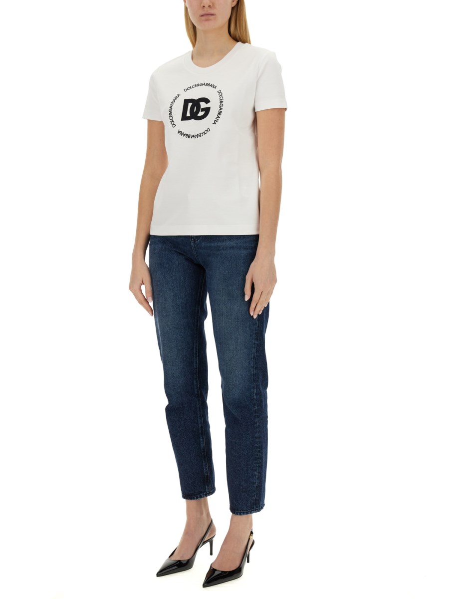 DOLCE & GABBANA T-SHIRT IN JERSEY DI COTONE CON LOGO Spedizione Gratuita
