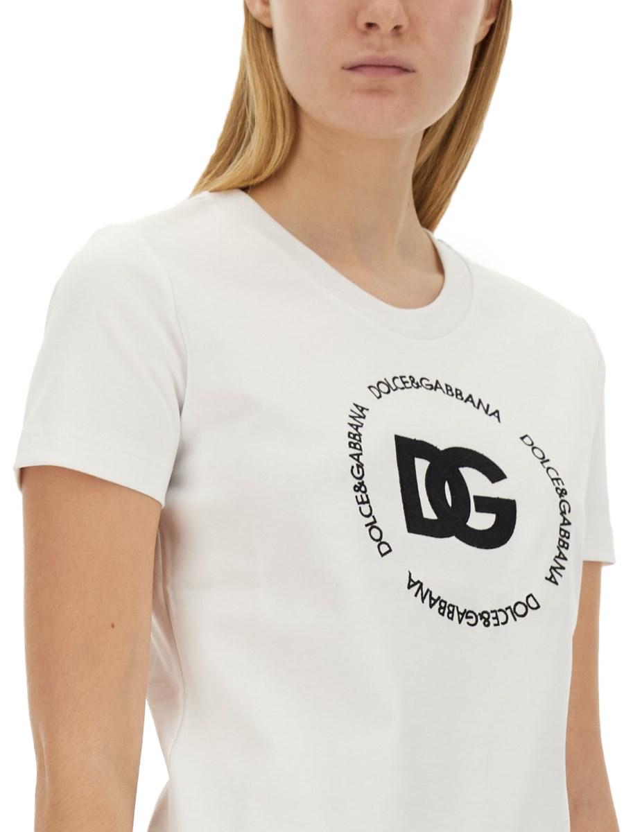 DOLCE & GABBANA T-SHIRT IN JERSEY DI COTONE CON LOGO Spedizione Gratuita