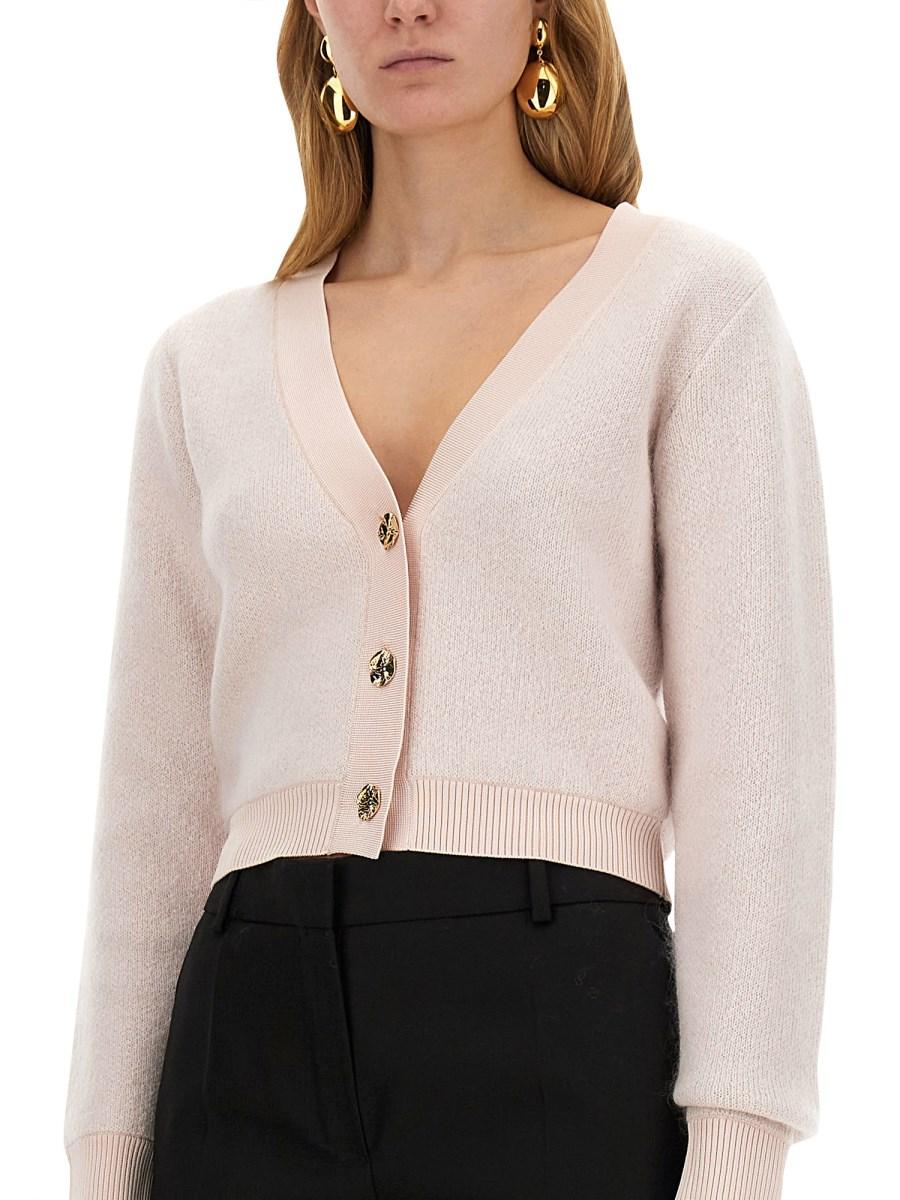 NINA RICCI CARDIGAN IN MOHAIR CON SCOLLO A V Economico