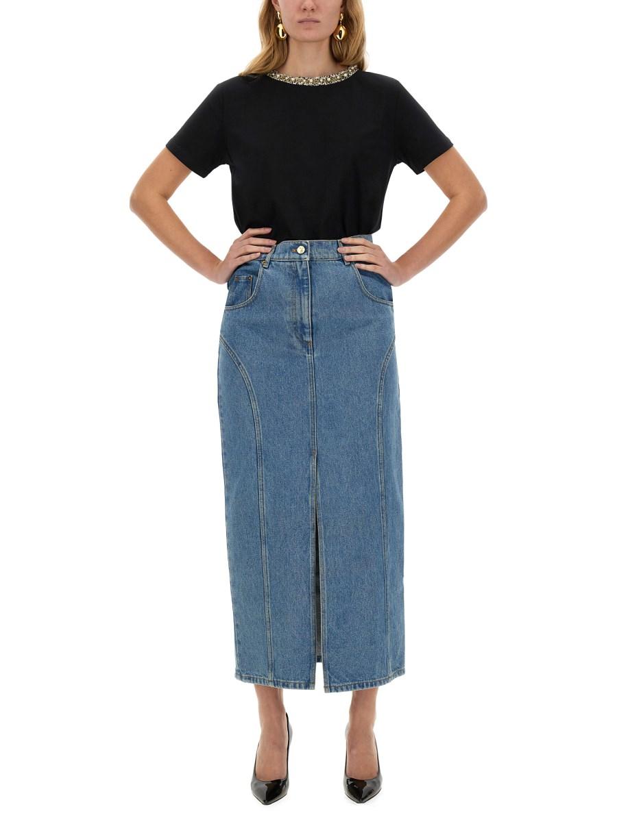NINA RICCI GONNA LUNGA IN DENIM CON SPACCO In Vendita