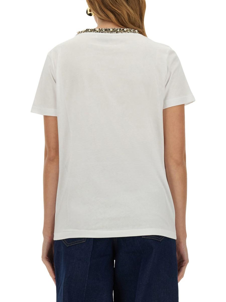 NINA RICCI T-SHIRT CON COLLO RICAMATO Saldi