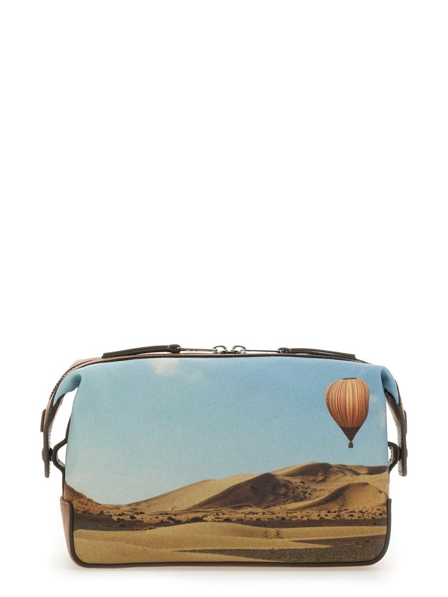 PAUL SMITH BEAUTY CASE CON STAMPA SIGNATURE STRIPE BALLOON IN TELA Sottocosto
