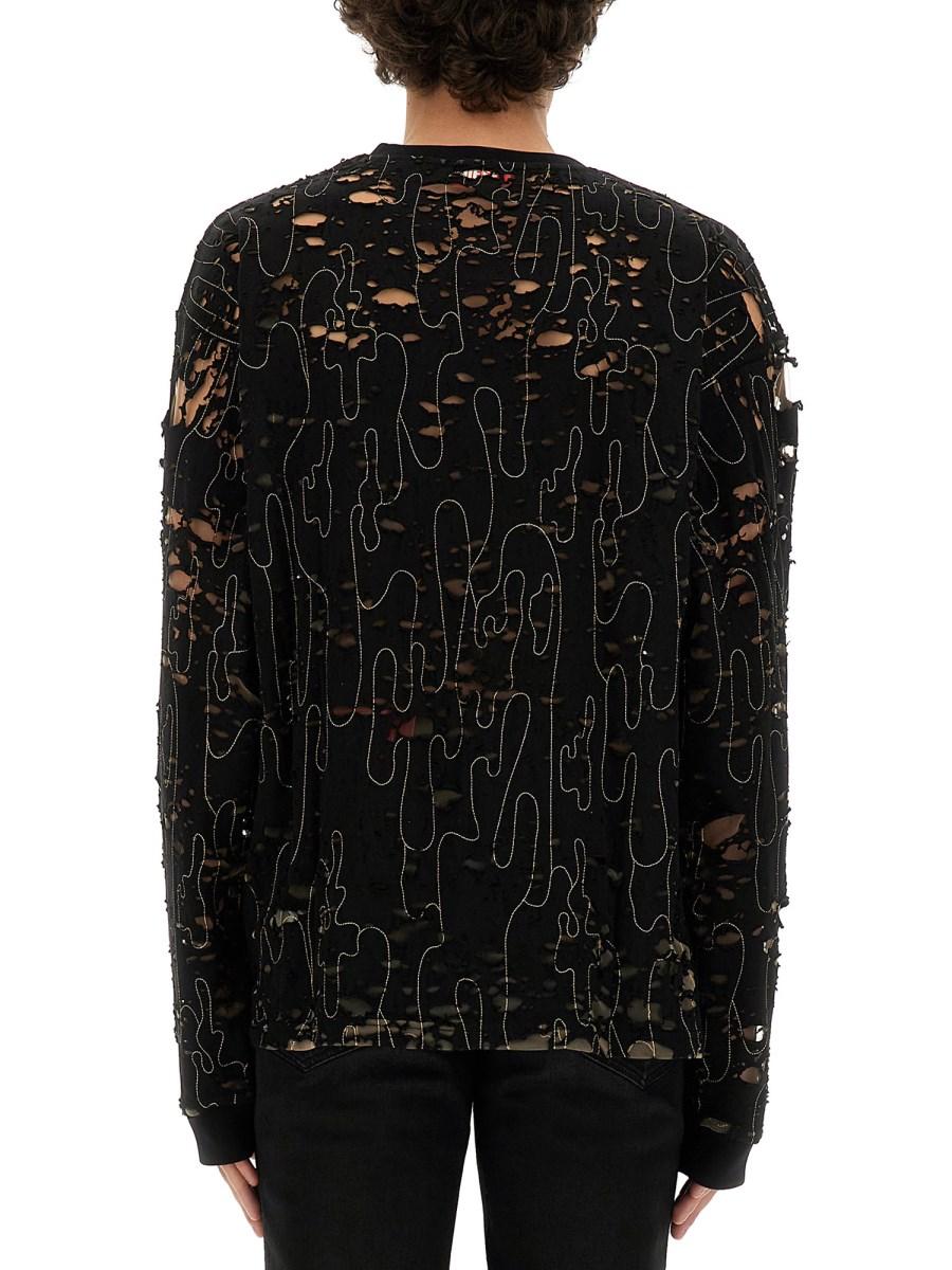 DIESEL MAGLIA "T-BOXT-LS-DEVOR" IN TULLE E JERSEY DESTROYED Online