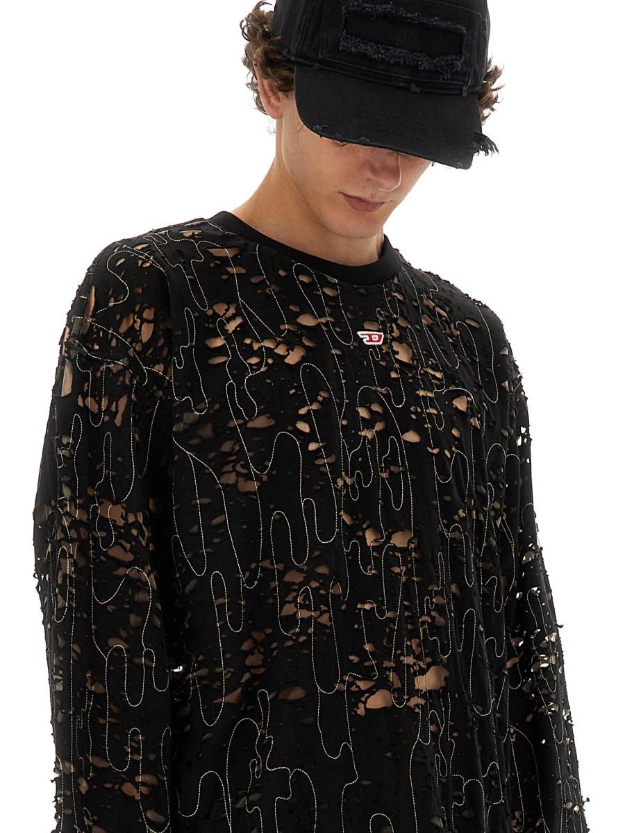 DIESEL MAGLIA "T-BOXT-LS-DEVOR" IN TULLE E JERSEY DESTROYED Online