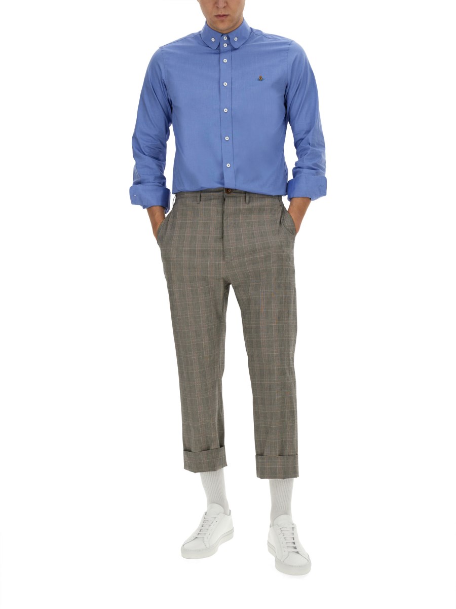 VIVIENNE WESTWOOD CAMICIA KRALL BUTTON DOWN IN COTONE In Saldo
