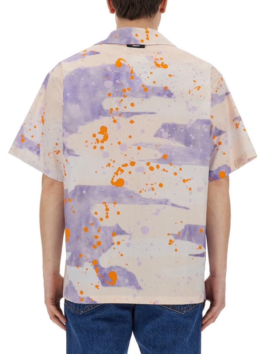 MSGM CAMICIA BOWLING IN POPELINE CON STAMPA "DRIPPING CAMO" 2025