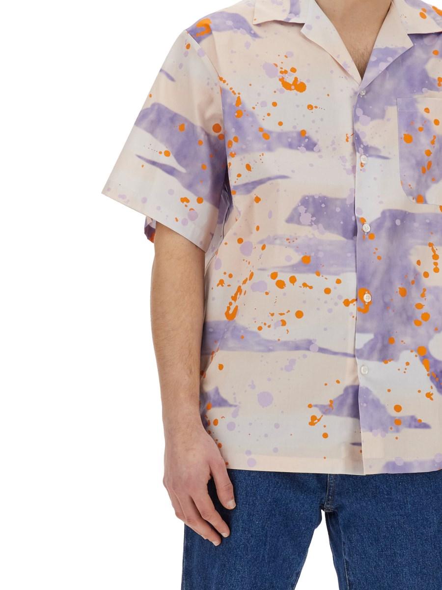 MSGM CAMICIA BOWLING IN POPELINE CON STAMPA "DRIPPING CAMO" 2025
