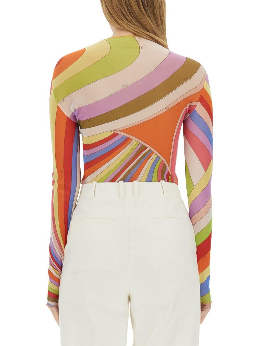 PUCCI T-SHIRT IN TULLE CON STAMPA IRIDE In Vendita