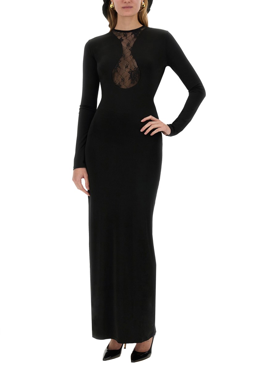 NINA RICCI ABITO LUNGO CON INSERTO IN PIZZO Pezzi Unici