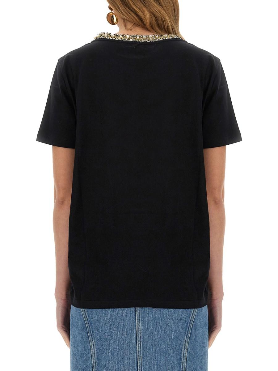 NINA RICCI T-SHIRT CON COLLO RICAMATO Consegna Veloce